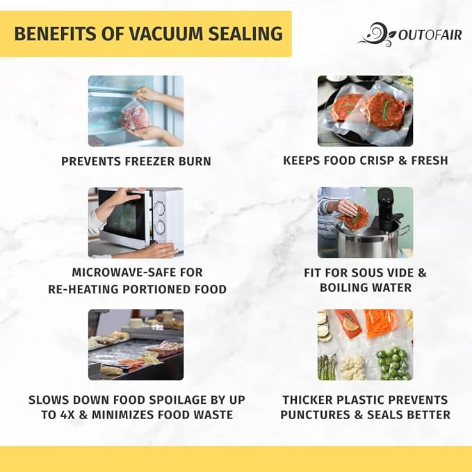 OutOfAir 100 Vacuum Sealer Bags: 4" x 6" Pre Cut Bags - Image 8