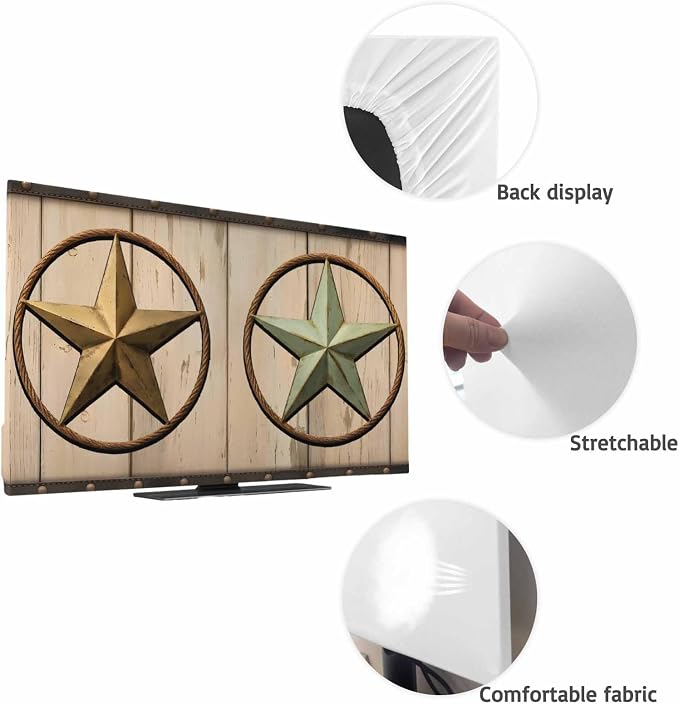 Farmhouse Vintage Brown Western Star Indoor TV Cover, Elastic TV Screen - Image 7