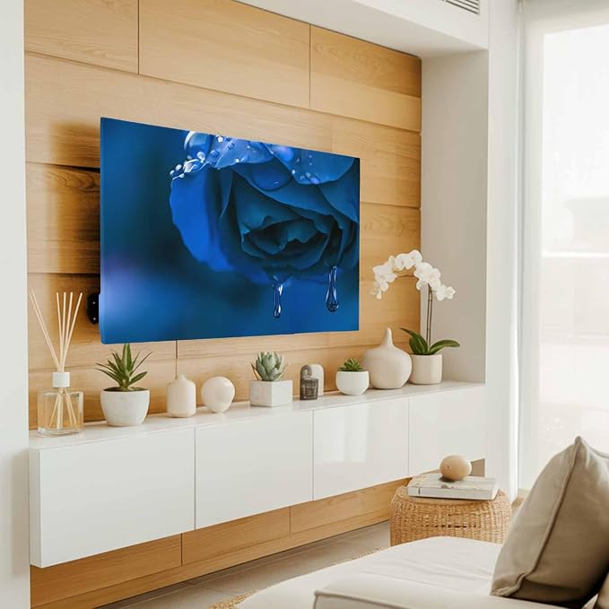 Watercolor Blue Rose Indoor TV Cover, Elastic TV Screen Protector Minimalist - Image 2