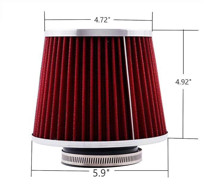ID3.5" High Flow Inlet Cold Air Intake Cone Air Filter Replacement Clamp-On - Image 5