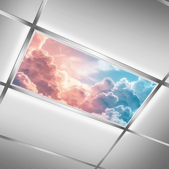 2PCS Fluorescent Light Covers for Classroom Ceiling Lights Magnetic Light Covers - Image 2