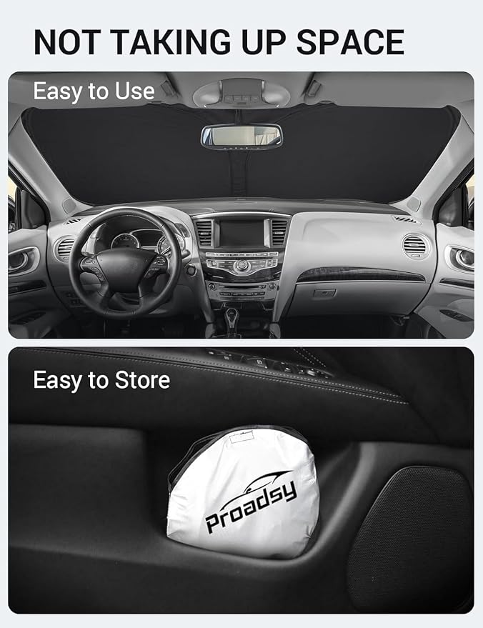 Proadsy 2026 Upgrade Front Windshield Sun Shade Foldable Sunshade Protector - Image 9
