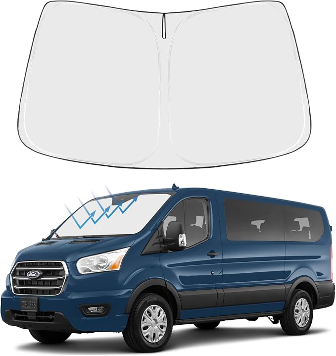 Proadsy Windshield Sun Shade for 2015-2025 2026 Ford Transit 4-Layer Foldable by Proadsy