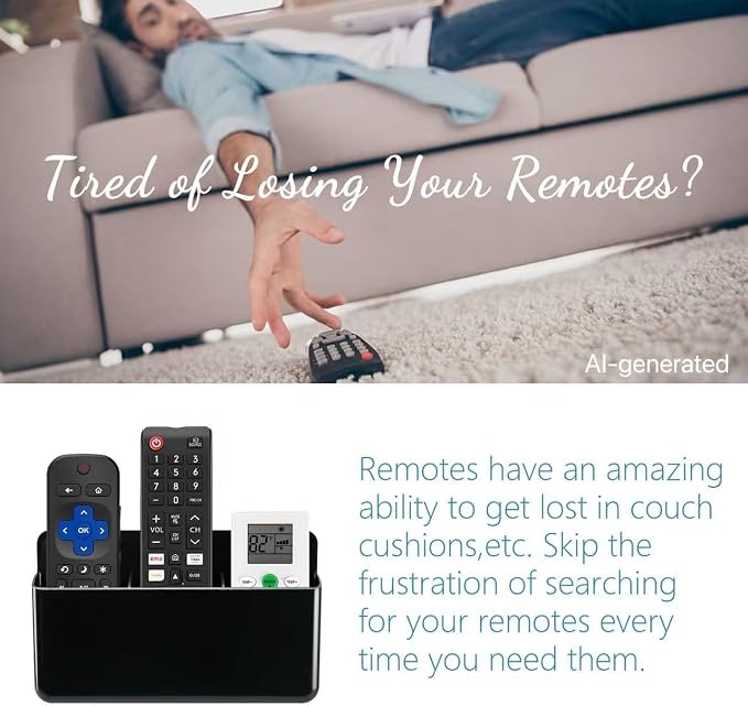 2Pcs Remote Control Holder Wall Mount, TV Remote Caddy Box Hollow Bottom Slot - Image 3