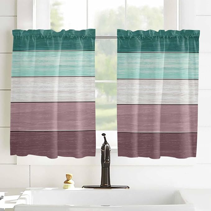 Retro Farm Woodcuts Texture Window Valance Curtains, 2 Panel - Image 4