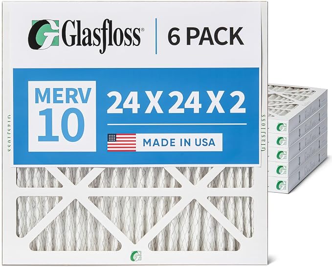 Glasfloss 24x24x2 MERV 10 2" Inch Pleated Air Filters Box of 6. Actual Size: - Image 6