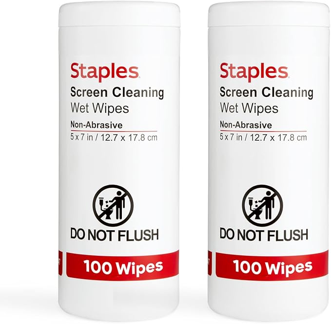 Staples Screen Cleaning Wipes – 100 per Tub, Safe by Staples