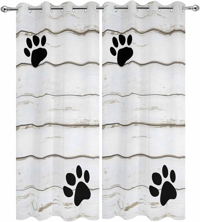 Wood Grain Outdoor Curtains for Patio Claws Animals Wooden White Waterproof - Image 9