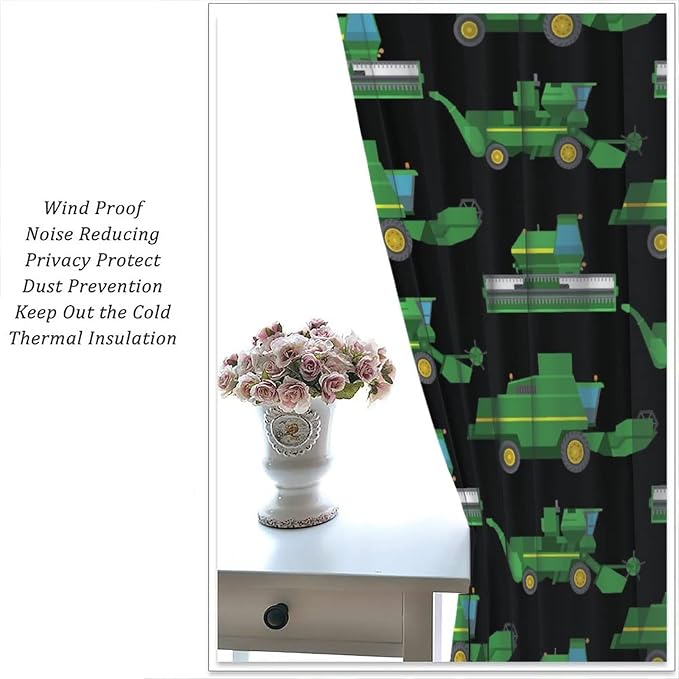 Kids Agriculture Machine Window Curtains, Farm Equipment Tractors Transport - Image 5