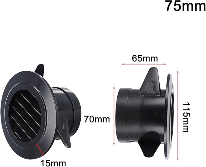 Black ABS Round Ventilation Grille Cover, Wall Ceiling Mount Diffuser - Image 7