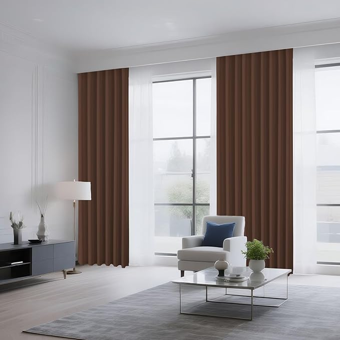 CUCRAF Brown Blackout Curtains 54 inch Length 2 Panels Set, Rod Pocket Room Darkening Drapes for Bedroom Living Room, Insulated Thermal Light Blocking Window Curtain (W52 x L54 Inch)