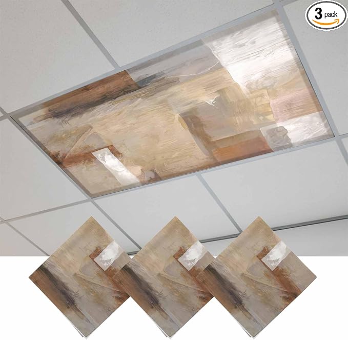 3 Pack Abstract Paint Art Fluorescent Light Covers Retro Brown Scratch Texture by Unknown