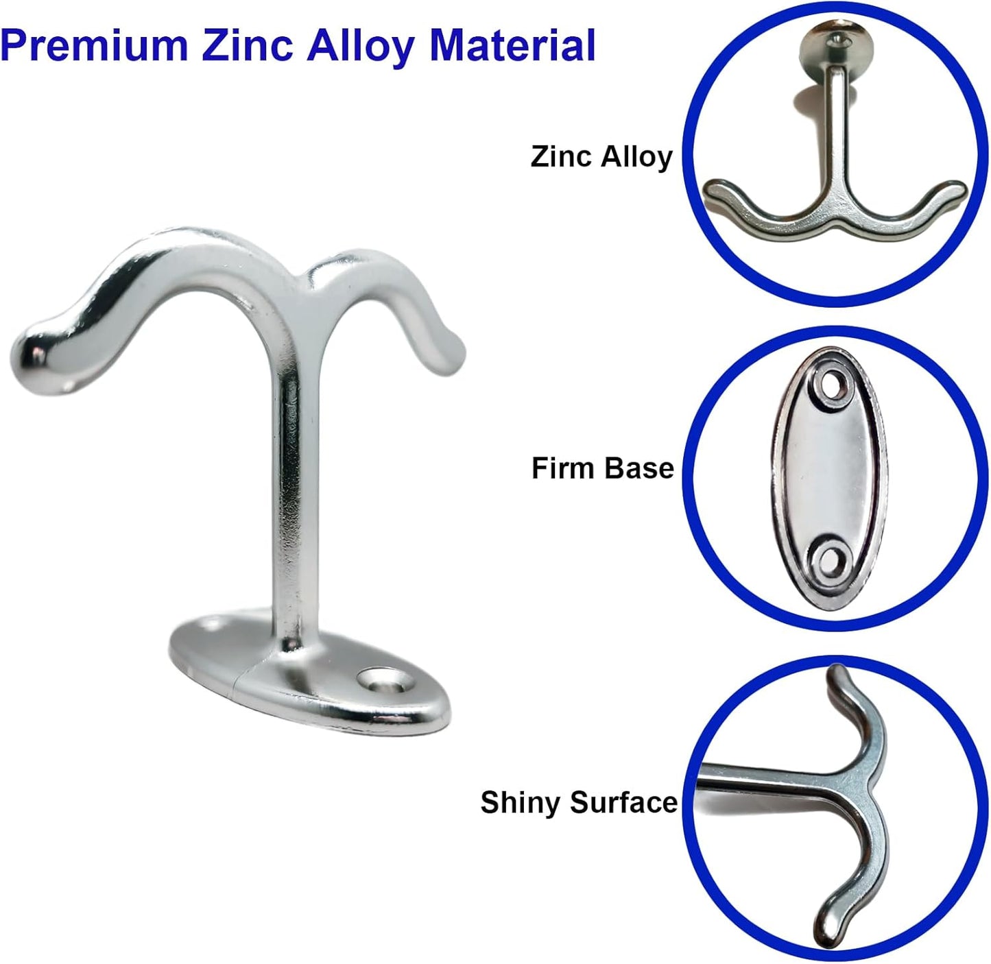 10 Pcs Zinc Alloy Ceiling Double Hook Cabinet Wardrobe Coat Towel Hat Hook Hooks Under Cabinet Shelf (Shiny Silver)