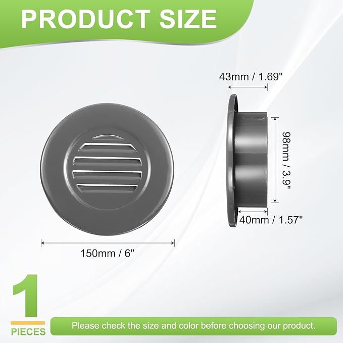 PATIKIL 4" Round Air Vent, Louver Grille Cover Aluminum Alloy Soffit Vent HVAC - Image 2
