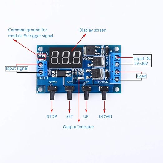 Programmable Timer Delay Relay Module DC 5V-36V Adjustable On/Off Cycle Timer - Image 2