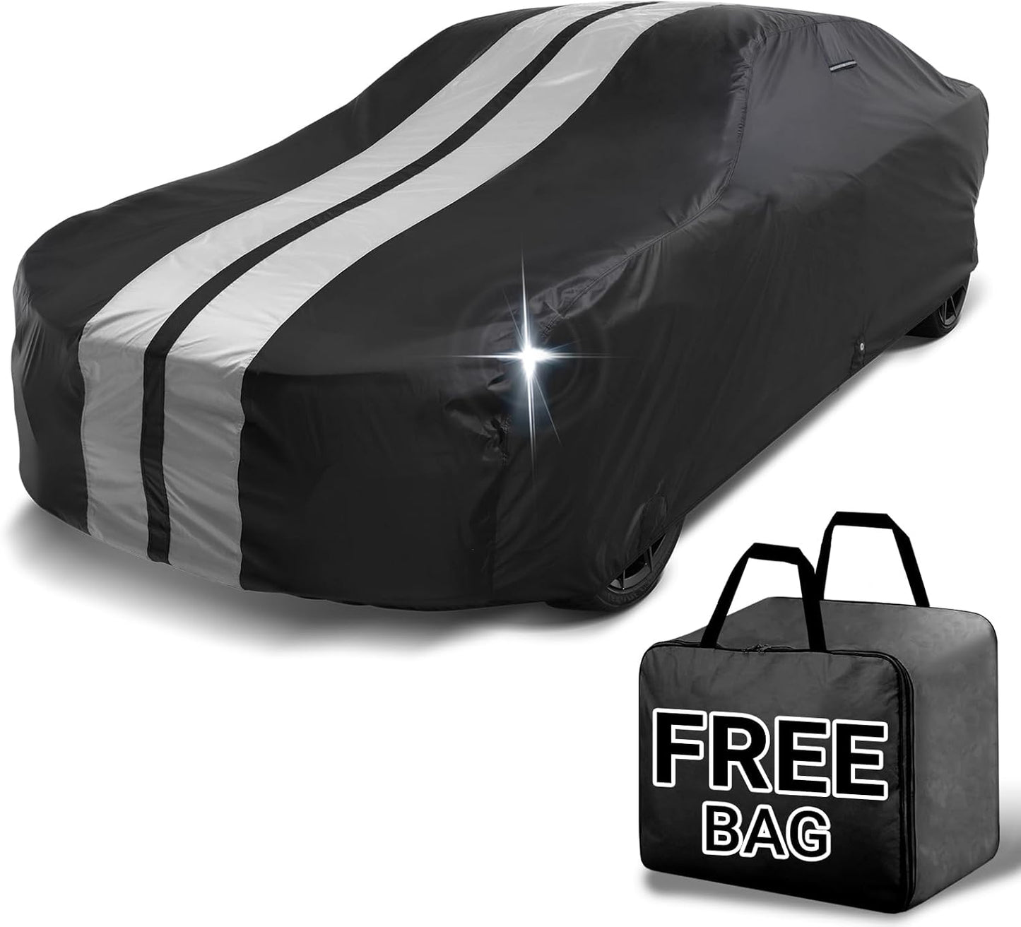 iCarCover Custom Car Cover for Buick Roadmaster (1954-1958) Waterproof All-Weather Rain Snow UV Sun Protector Full Exterior Indoor Outdoor Car Cover (Stripe - Black/Gray)