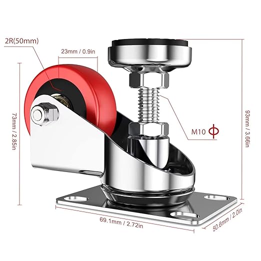 2" Leveling Plate Caster Wheels - Image 6