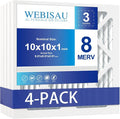 10x10x1 Air Filter MERV 8 MPR 600 4Pack Furnace Filters Pleated HVAC AC Furnace by WEBISAU