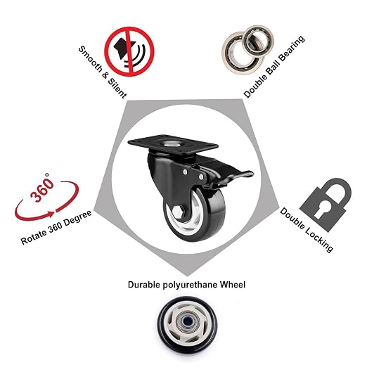 3" Swivel Casters Set of 8, Heavy Duty Locking Casters - Image 5