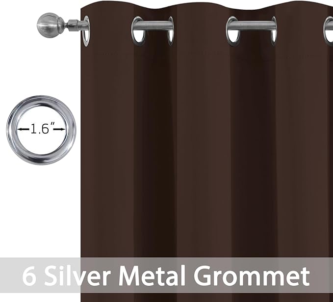 Yakamok Premium Room Darkening Thermal Insulated Curtains for Bedroom/Living Room - Classic Grommet Top (2 Panels, Chocolate Brown, 38 Inch by 63 Inch)