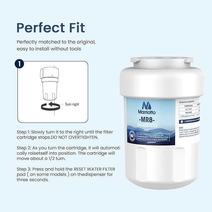 MARRIOTTO Smart Water Filters for Refrigerators NSF 42 Certified Cartridges - Image 5