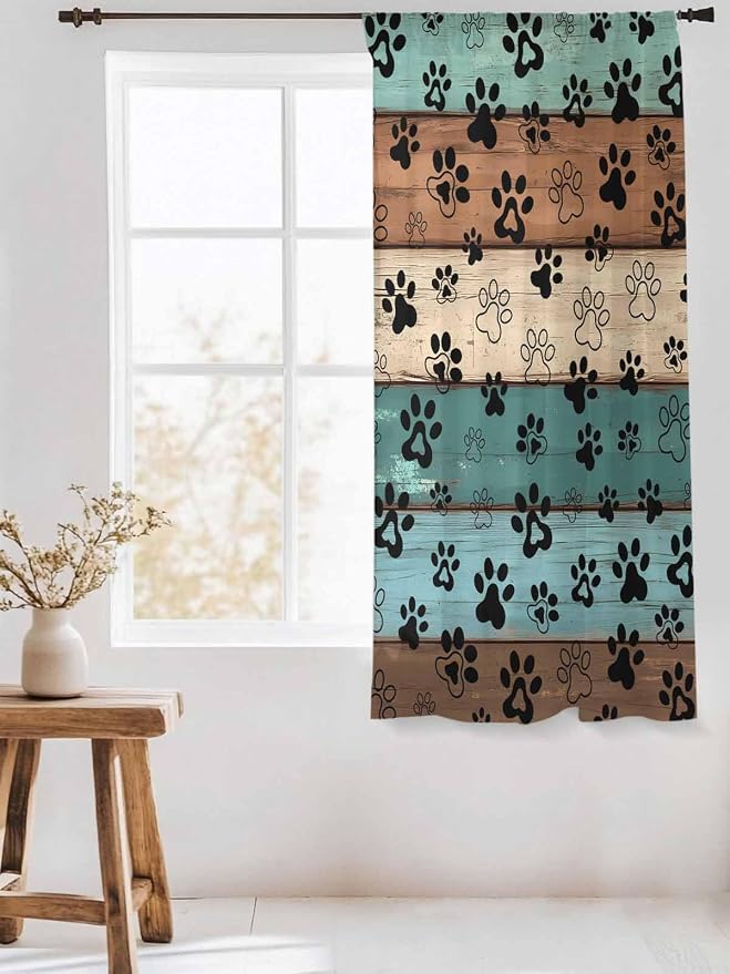 Sheer Curtains 63 Inch Length, Vintage Farmhouse Country Wooden Grain Privacy - Image 3