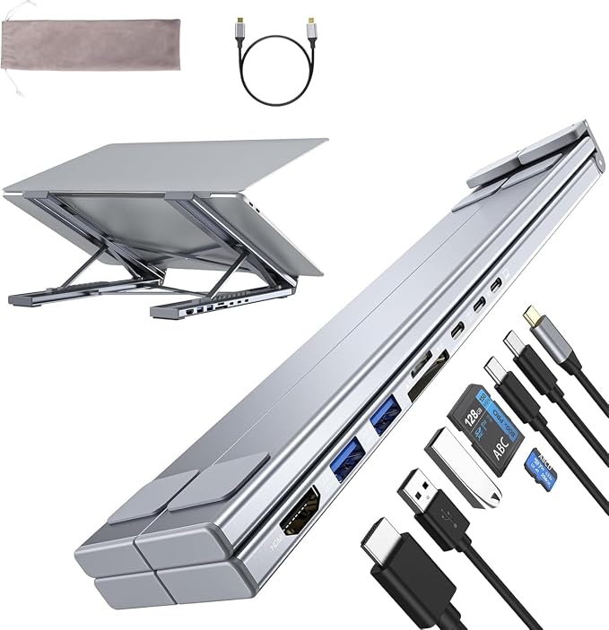 Laptop Stand with Docking Station, 8 in 1 USB C Hub HDMI Portable Laptop Stand by Umaniy