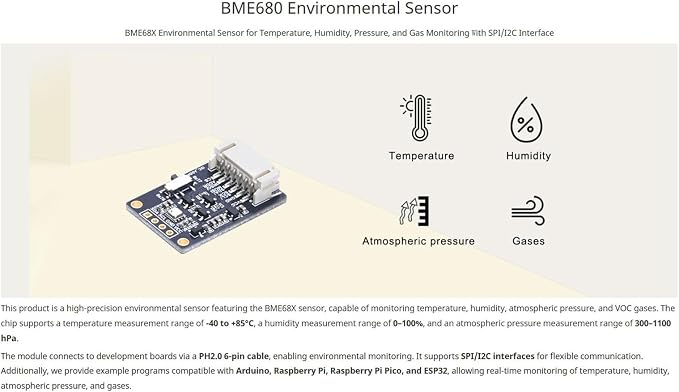 BME688 Environmental Sensor Module, Temperature Humidity Pressure VOC Sensor - Image 2