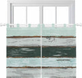 Blue Teal Kitchen Curtains 45 Inch Length, Short Cafe Window Curtains Tab Top by Unknown