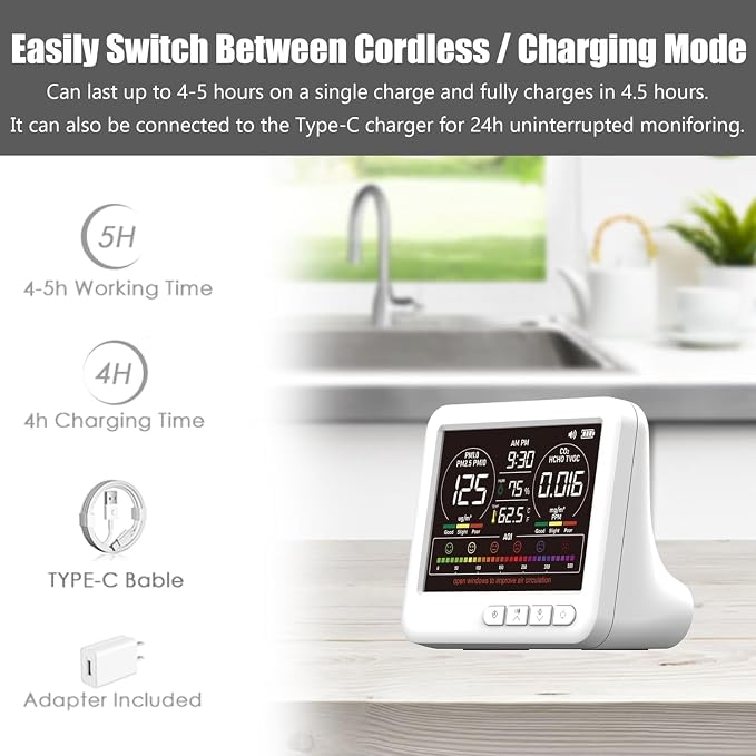 Professional 16-in-1 Portable Indoor Air Quality Monitor - Image 9
