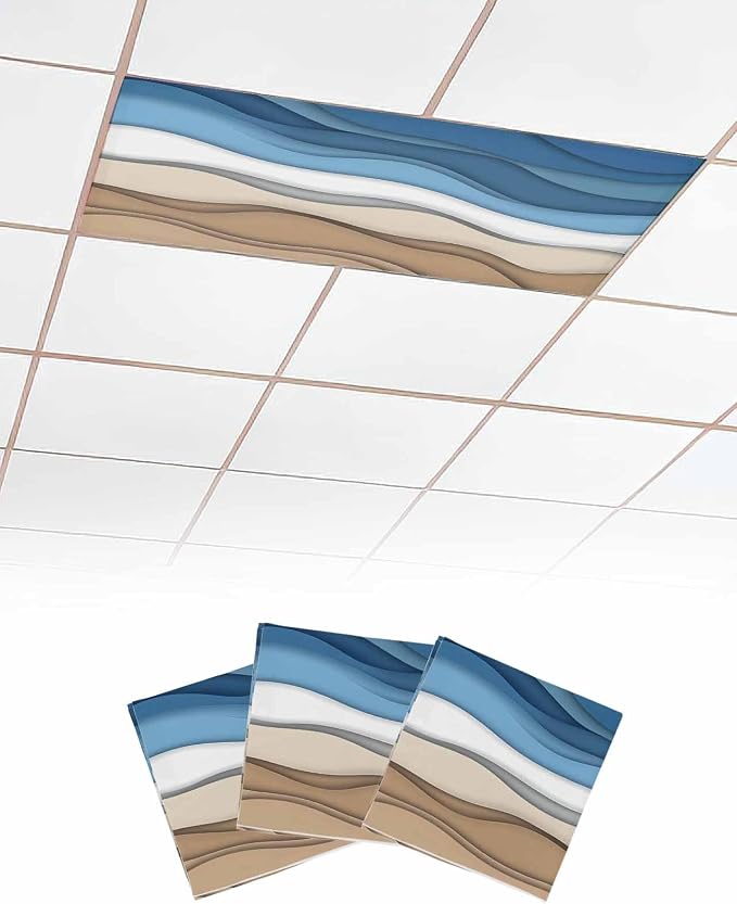 Yukro 3 Pack Blue Ombre Fluorescent Light Covers Blue Brown White Gradient by Unknown