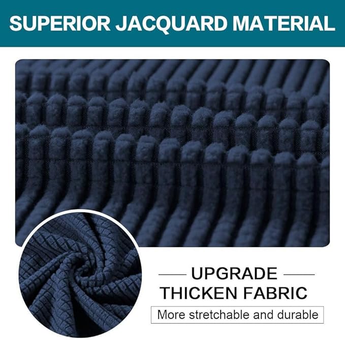 Turquoize 4 Piece Sofa Covers for 3 Cushion Couch Sofa Slipcover Soft Couch Cover for Dogs-Washable Sofa Furniture Covers with 3 Individual Cushion Covers, Jacquard Fabric (3 Cushion Sofa, Navy)