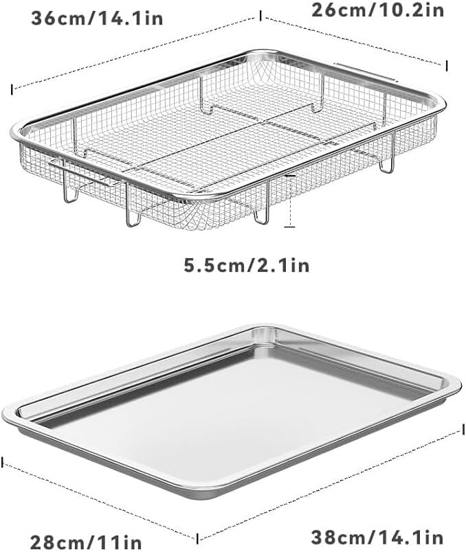 Air Fryer Basket for Oven, 2 Piece Nonstick Crisper Tray & Basket, Stainless - Image 5