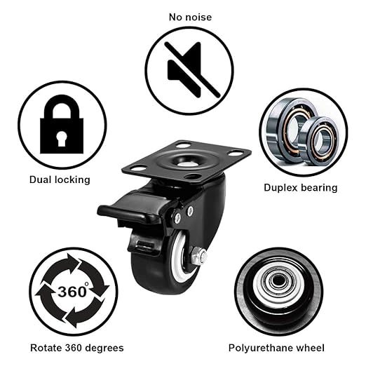 2" Swivel Casters Set of 8, Heavy Duty Locking Casters - Image 4