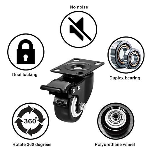 2" Swivel Casters Set 16, Heavy Duty Locking Casters - Image 4