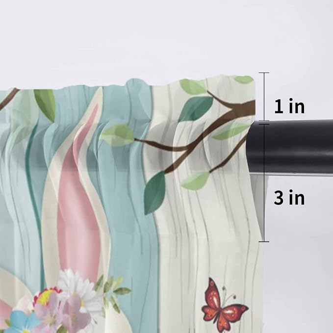 Easter Sheer Valances for Windows 54"x18", Light Filtering Kitchen Curtains - Image 7
