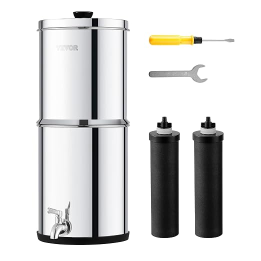 VEVOR Gravity-fed Water Filter System, 1.5G 304 Stainless-Steel Countertop by VEVOR