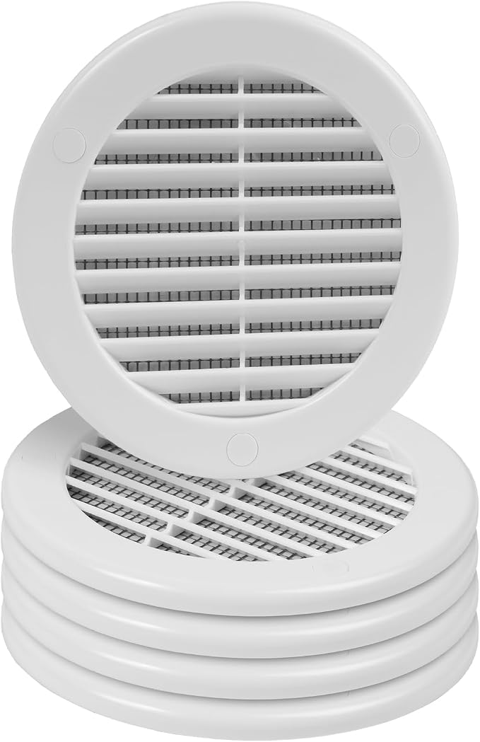 5-Pack 4" Round Air Vent Cover – White Plastic Soffit Air Vent Deflector by HVACOV