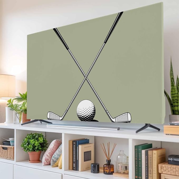 Gradient Sage Green Indoor TV Cover, Elastic TV Screen Protector Cartoon Golf - Image 6