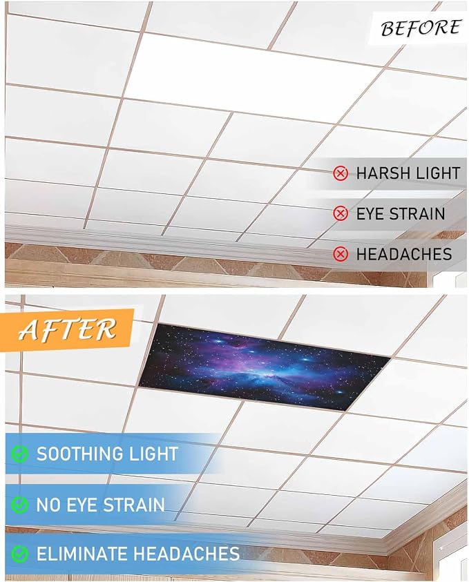 Yukro 1 Pack Starry Sky Fluorescent Light Covers Dark Blue and Purple Space - Image 7