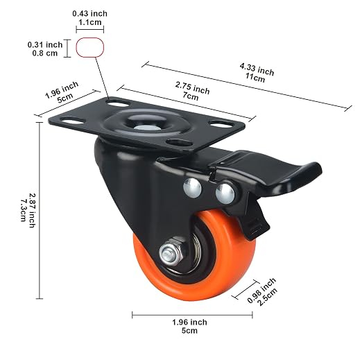 2" Caster Wheels Set of 8, Heavy Duty - Image 3