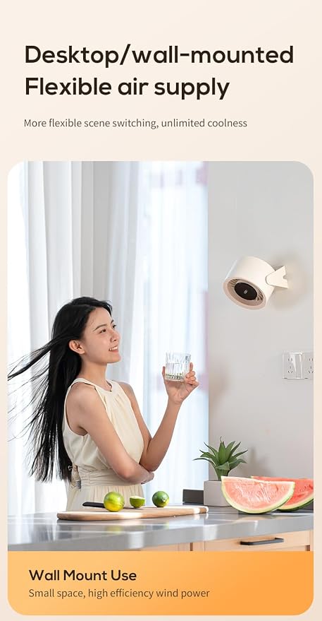 LED screen rechargeable desk fan, silent desktop air purifier - Image 7