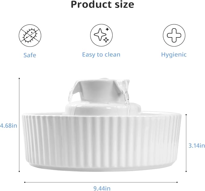 Ceramic Cat Water Fountain, Waatoos 2.1L/71oz Cupcake Pet Water Fountain - Image 2