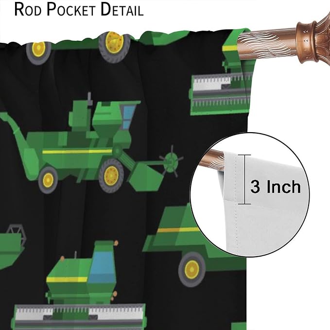 Kids Agriculture Machine Window Curtains, Farm Equipment Tractors Transport - Image 6