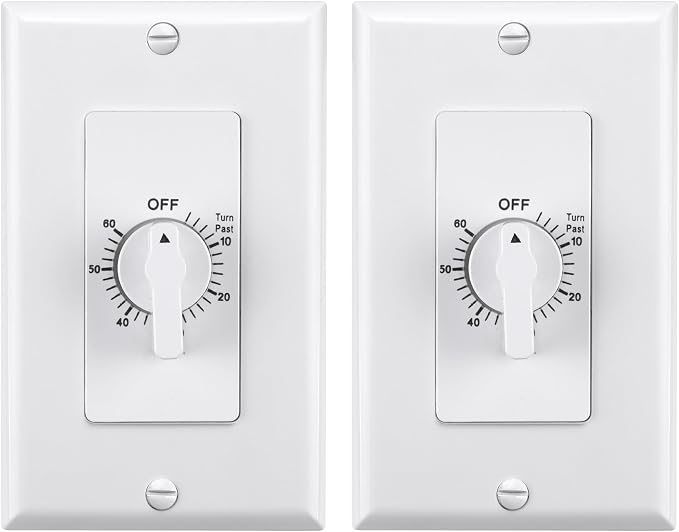 BN-LINK 60 Minute Spring Wound Bathroom Fan Timer Switch, Mechanical Countdown by BN-LINK