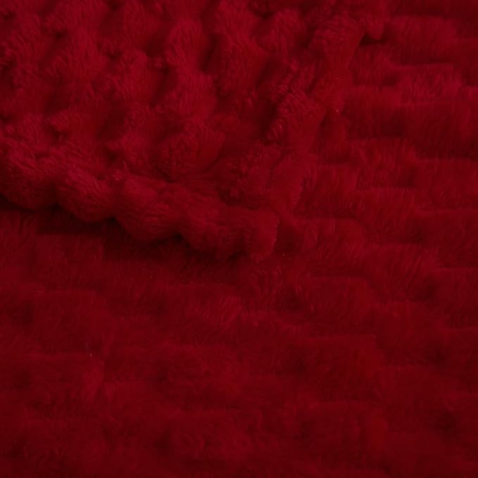 Puncuntex Red Throw Blanket 108"×90" inches Fuzzy 3D Jacquard Decorative Flannel Fleece Super Soft Plush Cozy Blanket for Couch Sofa Chair Lightweight