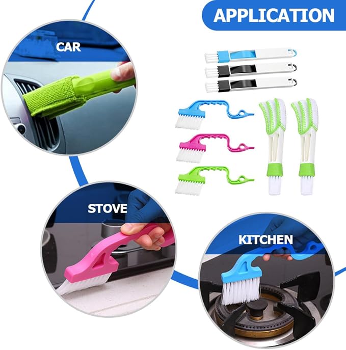 TEHAUX 8pcs Window Groove Cleaning Brush Set Scrubber - Image 6