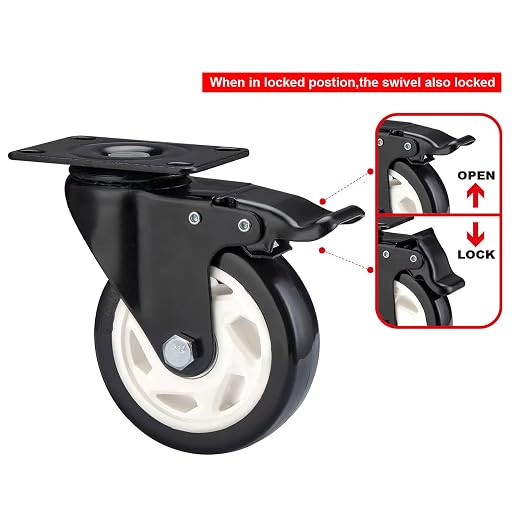 4" Swivel Casters Set of 4, Heavy Duty Locking Casters - Image 6