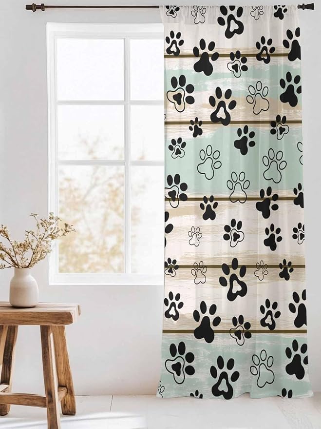 Sheer Curtains 84 Inches Long, Sage Green Beige Farmhouse Semi Sheer Curtains - Image 3