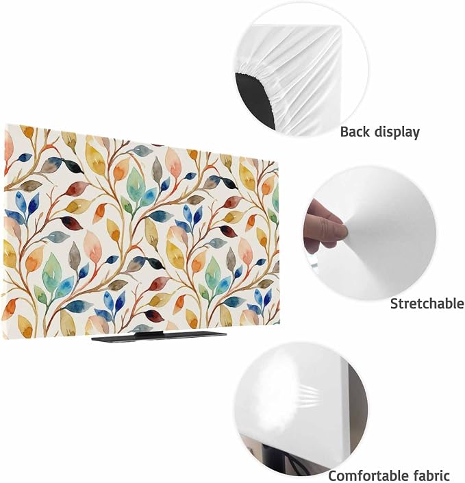 Watercolor Country Leaf Indoor TV Cover, Elastic TV Screen Protector Farmhouse - Image 7